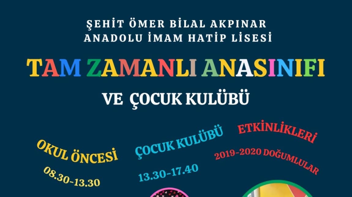 OKULUMUZ BÜNYESİNDEKİ TAM ZAMANLI ANAOKULU ÖN KAYITLARI BAŞLAMIŞTIR.